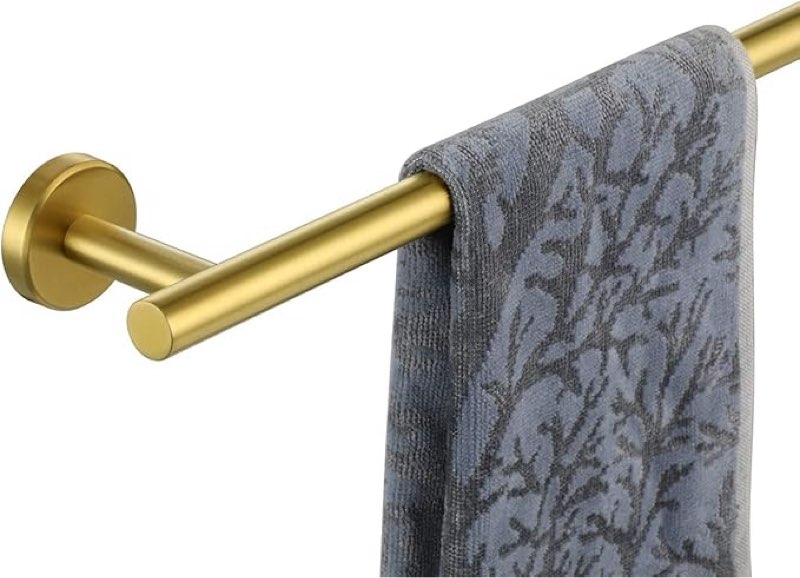 jqk gold towel bar, 33 inch 304 stainless steel thicken 0.8mm towel rack bathroom, towel holder brushed golden wall mount, useable length 30 inch, tb110l30-bg