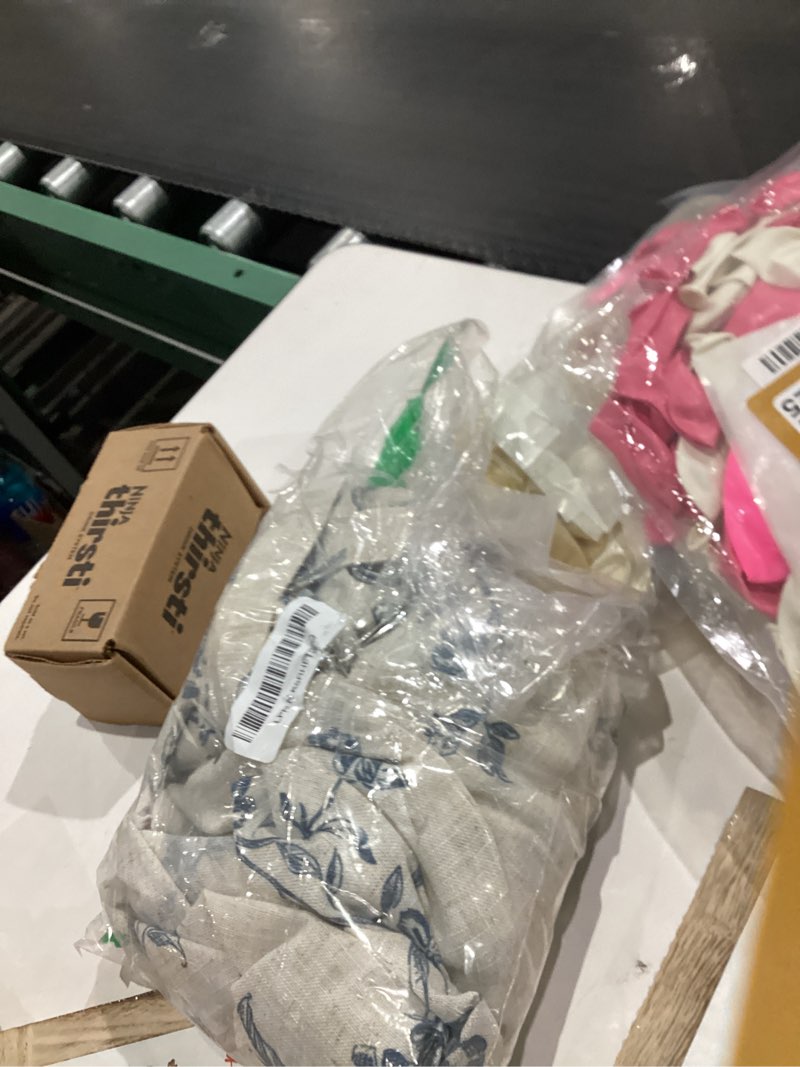 Condition photo showing New/Like New for jinchan Floral Kitchen Curtains 36 Inch Linen Tier Curtains Farmhouse Cafe Half Window Drapes Over Sink Light Filtering Blue on Beige for Living Room Laundry Tie Top 2 Panels 26"W x 36"L (Pack of 2) Tie Top | Blossom Blue on Beige