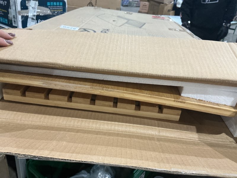 Condition photo showing Good Condition for nnewvante coffee table foldable bamboo mid century desk tv stand with open storage shelf center table for living room furniture rv no assembly