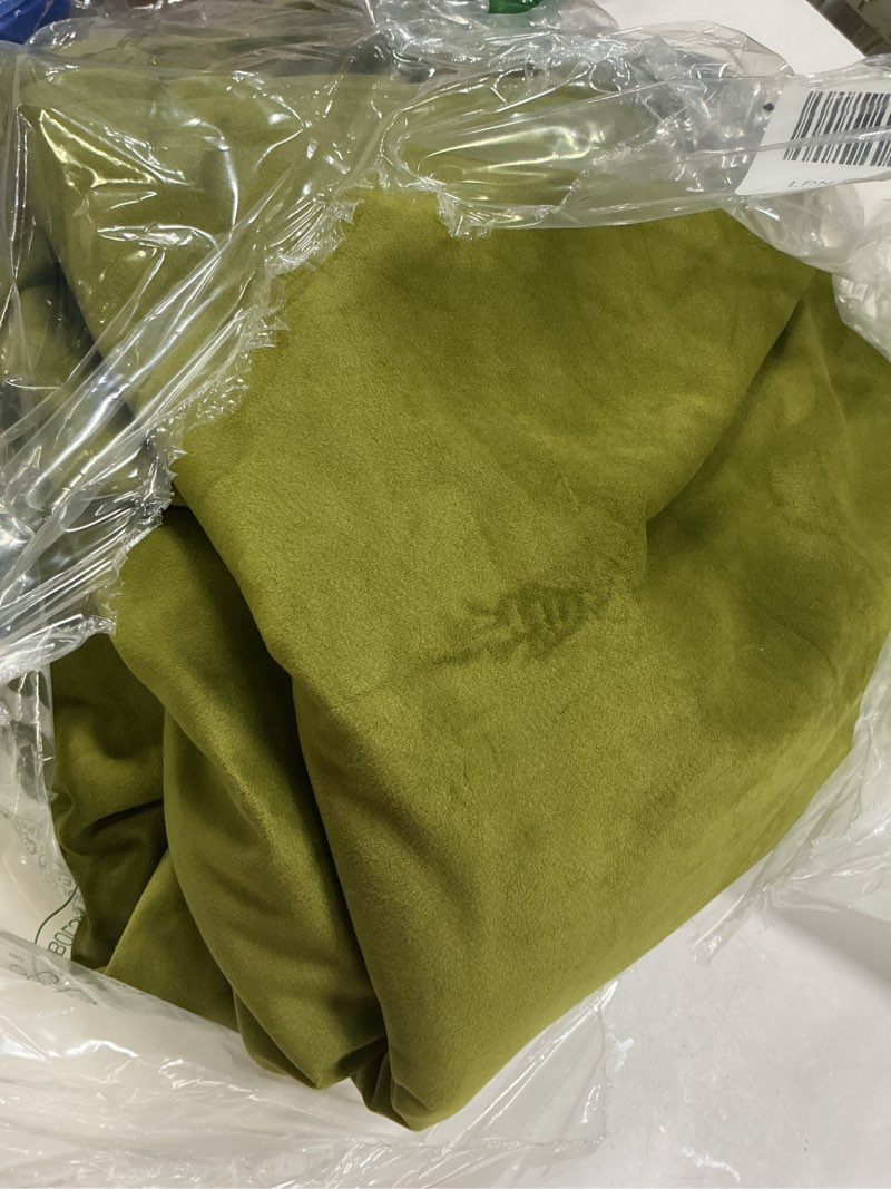 Condition photo showing Good Condition for StangH Olive Green Velvet Curtains 120 inches Long Luxury Back Tab High Ceiling Window Drapes Room Darkening Privacy Protect for Living Dining Room, W52 x L120, 2 Panels 52"W x 120"L (Pack of 2) Green Series - Olive Green
