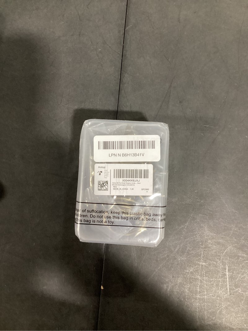 Condition photo showing Good Condition for hotop 30 pcs metal drapery curtain rings 0.98/1.26/1.65 inch interior diameter and 30 pcs hanging curtain drapery pin hooks for window door shower(champagne gold,42mm) champagne gold 42 mm