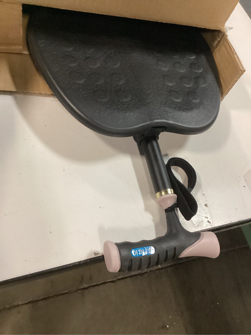 Condition photo showing As Is for UNLICON-Brown Folding Cane Stool with Seat – Lightweight Adjustable Walking Cane for Seniors, Ergonomic Design, 330 lbs Capacity, Portable and Convenient Cane Chair with Anti-Slip Feet Black