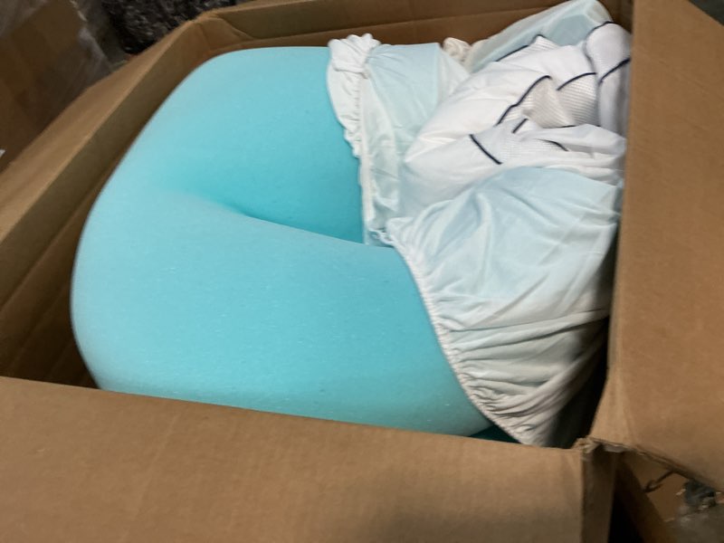 Condition photo showing As Is for dual layer 4 inch memory foam mattress topper queen size, 2" cooling gel memory foam & 2" pillow top bed topper, certipur-us mattress cover for pressure relief, 21" deep pocket, white