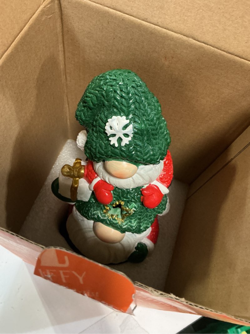 Condition photo showing Good Condition for LIFFY Gnome Decorations Light Up Tomte Gnome Home Decor, 10" Hand-Painted Resin Table Decor for Bedroom, Mantel, Porch, Indoor Gnome Decor, Festival Holiday Decoration, Unique Gift for Kids(Green)