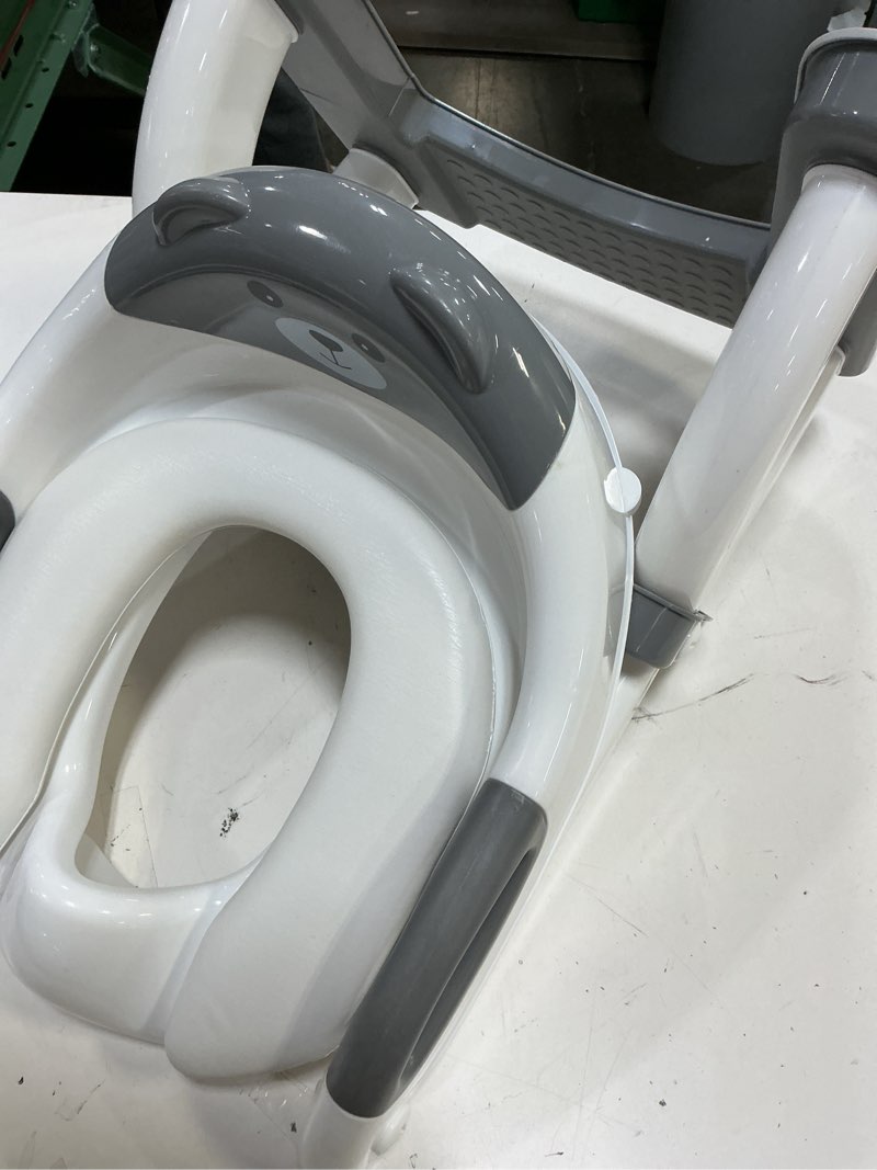 Condition photo showing Good Condition for potty training seat, skyroku upgrade toddler toilet seat for kids boys girls, 2 in 1 potty training toilet, splash guard anti-slip pad step stool,new sector-shape stabilized base (8899+grey) 8898-grey d-shaped