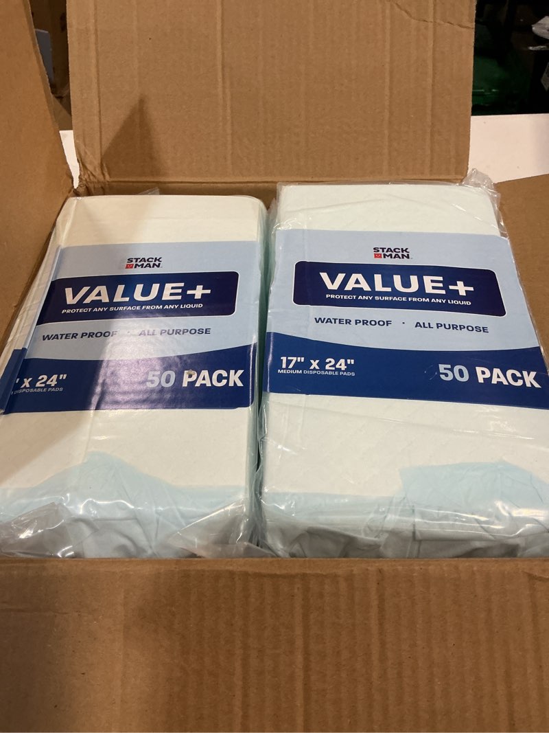 Condition photo showing New/Like New for disposable chucks pads [300 pack - 17x24] diaper changing pad incontinence bed underpads for baby, dog & puppy pee pads - small waterproof blue chux for medical, beds, pet crate liners & travel 17x24 inch (pack of 300)