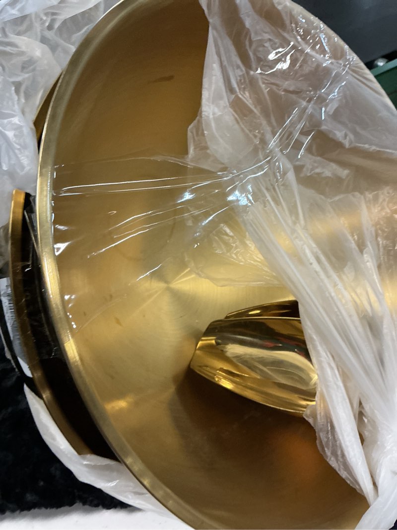 Condition photo showing As Is for Mipau Large Champagne Bowl,12L Champagne Bowl Ice-Bucket with Scoop Stainless Steel Large Wine Bucket Big Ice Bucket for Parties Wine Beer Home Bar Celebrations,16in Gold one pack