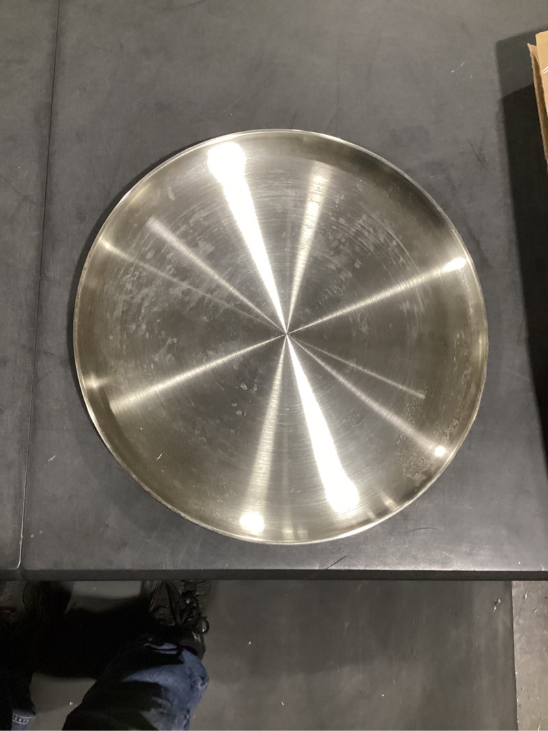 Condition photo showing Good Condition for 16 inch pizza pan for oven 2 pack stainless steel baking sheet round plates for cake pie and salad pizza steel large tray oven dishwasher safe & easy clean 2 16 inch