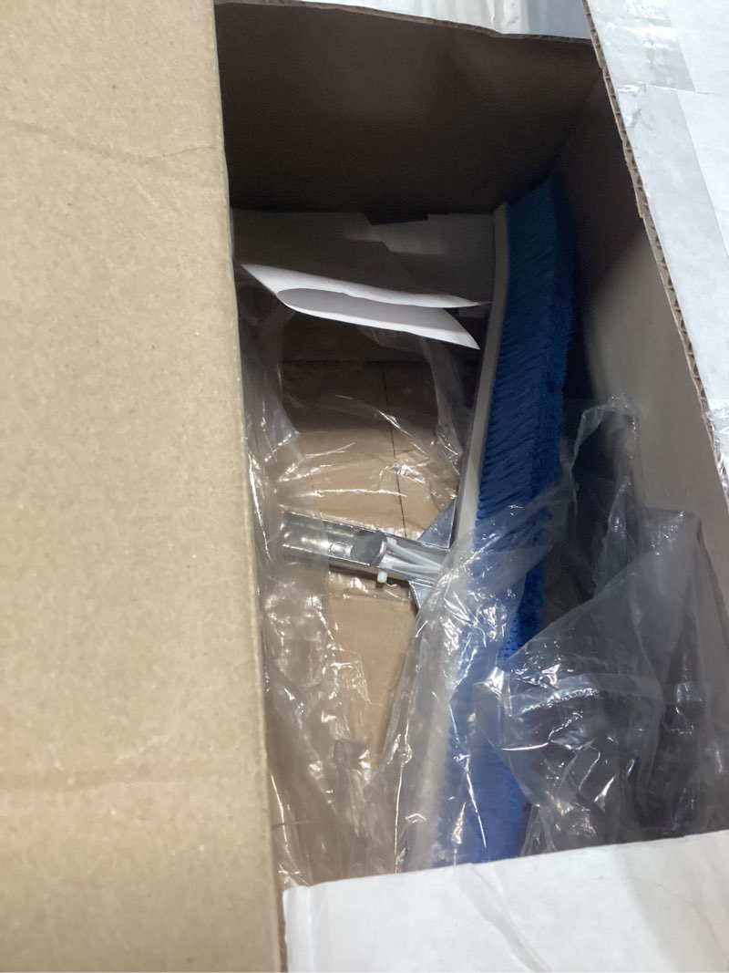 Condition photo showing As Is for pentair r111342 905 aluminum back curved brush with blue nylon bristles, 24-inch