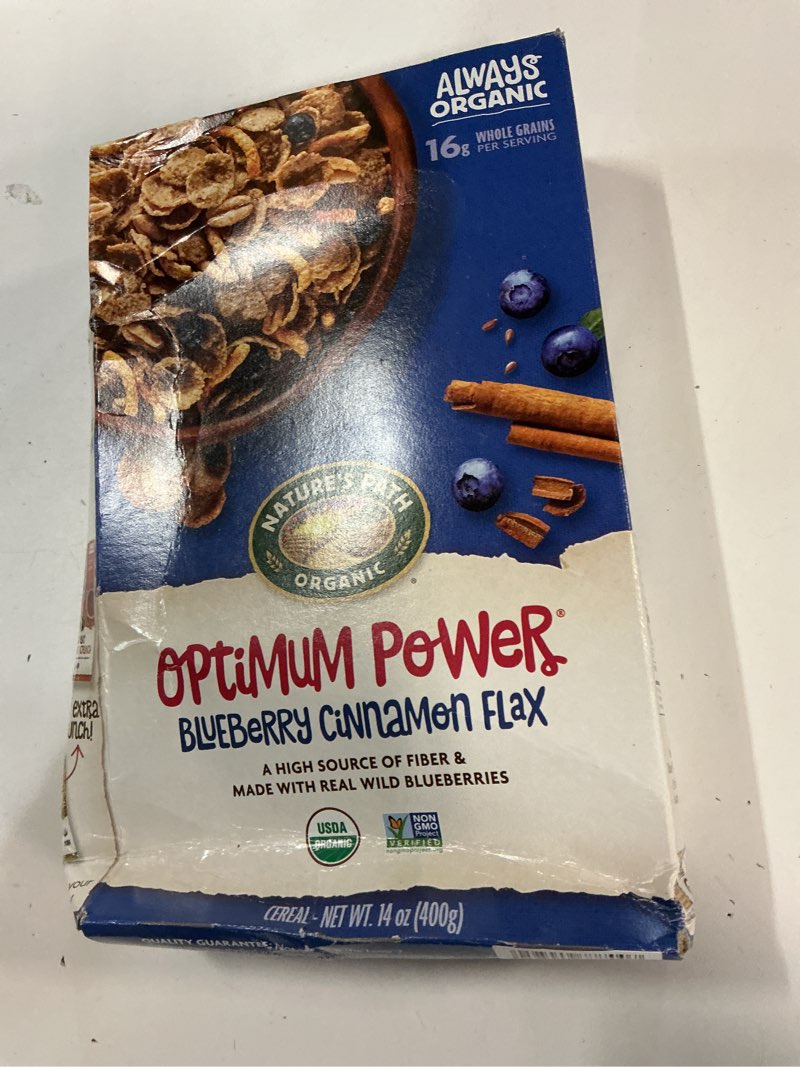 Condition photo showing Good Condition for (( BEST BEFORE/FEB/10/2026))Nature's Path Organic Optimum Power Flax - Soy & Blueberry Cereal - 14 oz