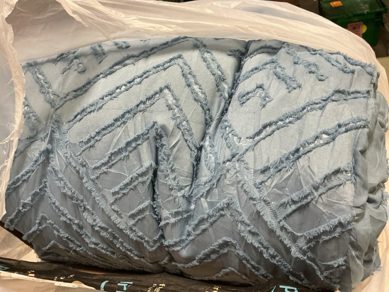 Condition photo showing Good Condition for Litanika Grayish Blue Queen Comforter Set, 3 Pieces Tufted Boho Farmhouse Bedding Comforter Sets, Lightweight Fluffy Comforter Bed Set for All Season (90x90In Comforter and 2 Pillowcases) 07-grayish Blue Queen (90"x90")