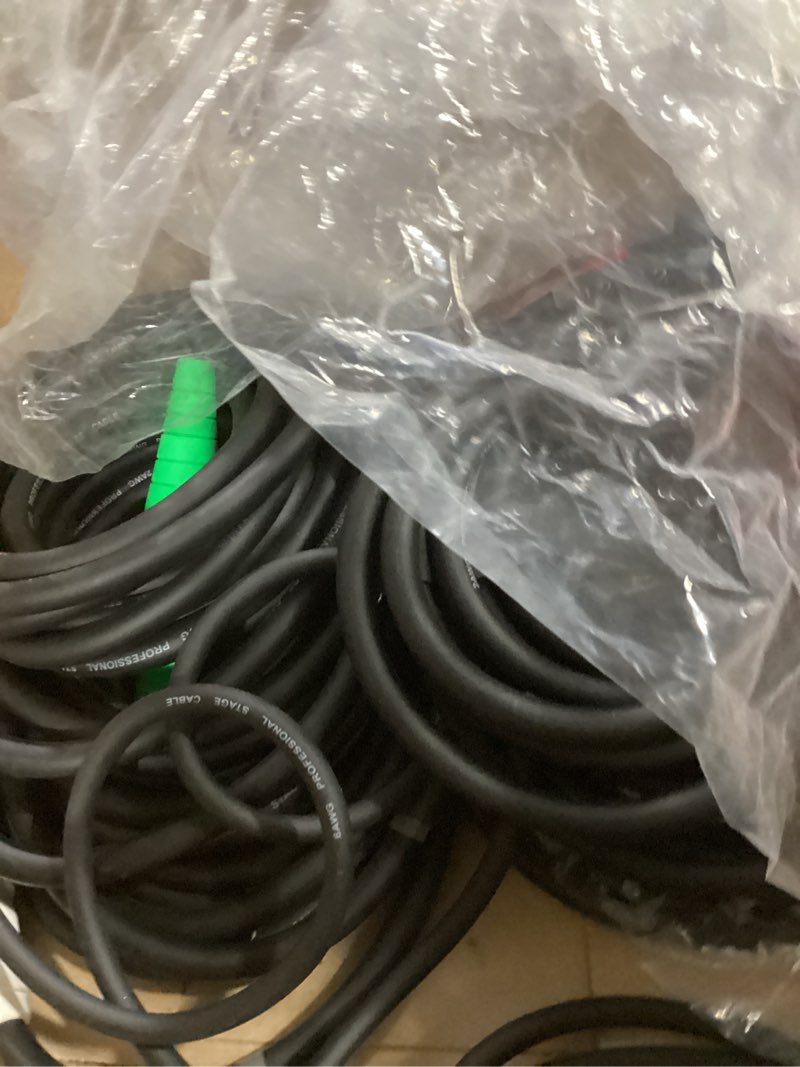 Condition photo showing As Is for 25 ft stage lighting cable, camlock wire set with 5 wire banded set (4) #2 and (1) #6 outdoor rated cam lock cord, 600v cam lock power cables for industrial, 5 straps, replace type sc cable