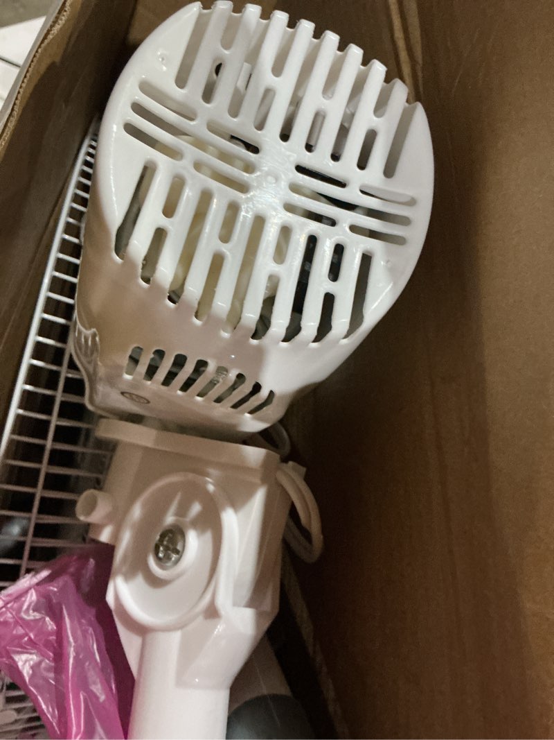 Condition photo showing As Is for utilitech 16-in 120-volt 3-speed indoor white oscillating pedestal fan