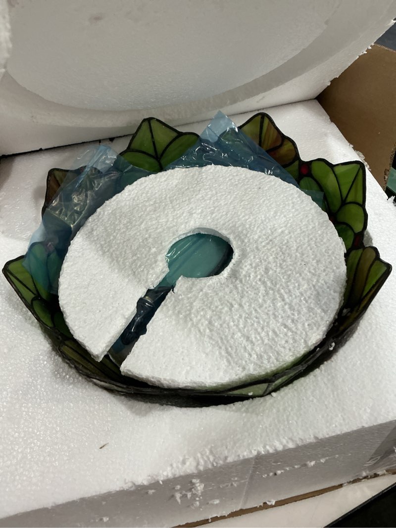 Condition photo showing Good Condition for Tiffany Lamp Table Lamp Stained Glass Desk Light 12X12X19 Inches Reading Light Decor Bedroom Living Room (Green Red Dragonfly Style)