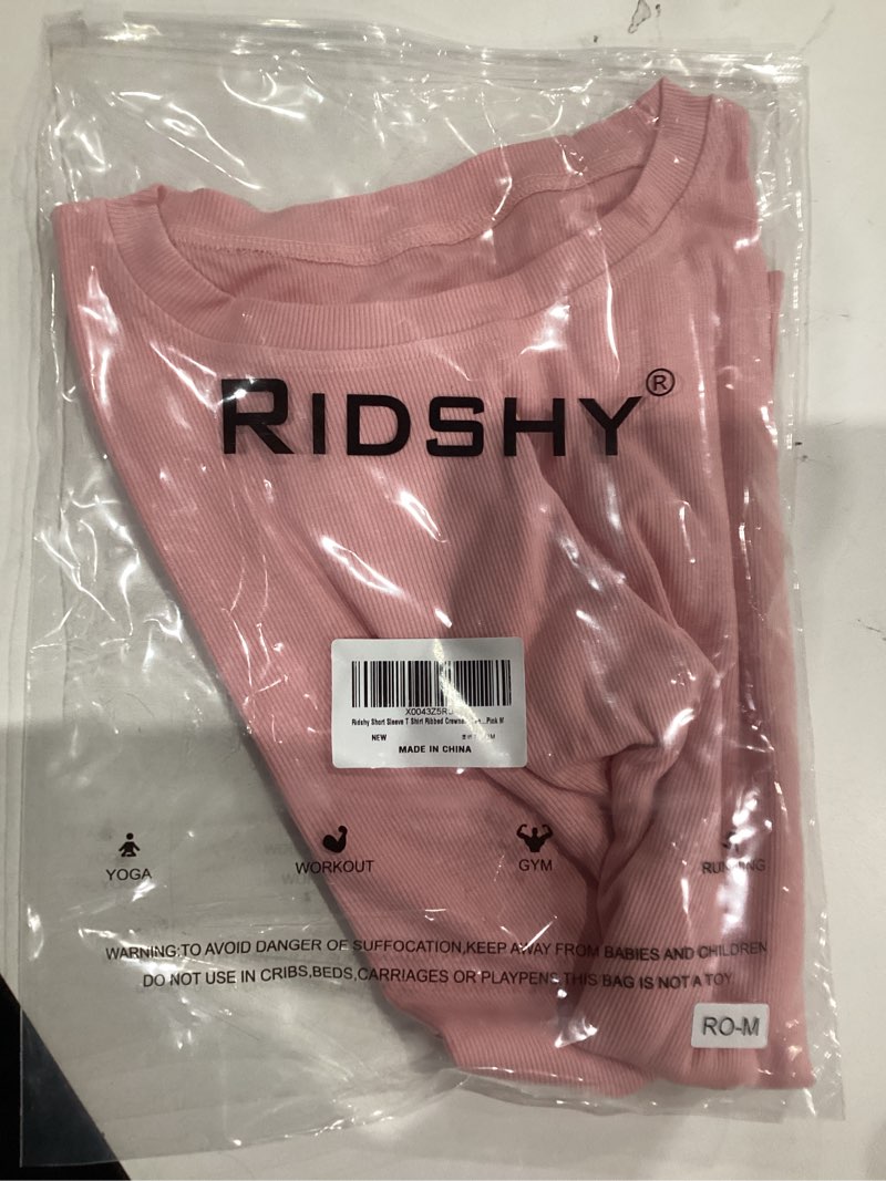 Condition photo showing New/Like New for Womens Short Sleeve T Shirts Crewneck Slim Tshirt Ribbed Basic Tees Summer Tops Small Pink