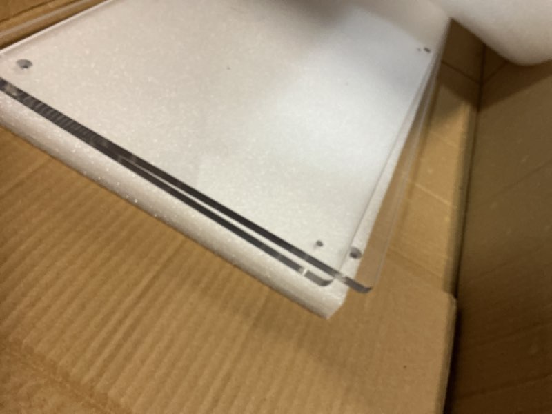 Condition photo showing Good Condition for acrylic horizontal bookshelf, 11.8" d x 47.2" w x 31" h, 3-tier clear low book shelf with large storage, multipurpose bookcase for living room, bathroom, office, easy assembly
