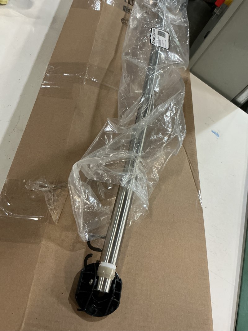 Condition photo showing As Is for moen brushed nickel 5-foot adjustable tension single curved shower curtain rod for bathroom shower, csr2172bn