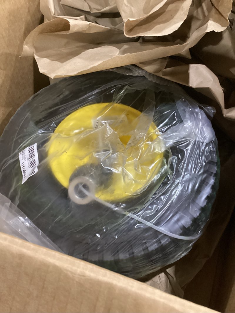 Condition photo showing Good Condition for lotfancy 15x6.00-6nhs lawn mower tire, 2 pack replacement riding mower front tire & wheel, with 3" centered hub & 3/4" bushings, extra 5/8" bushings