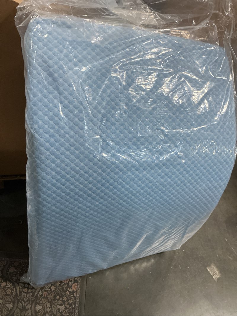 Condition photo showing Good Condition for mini crib mattress, 38x24x4 inch dual sided comfort gel memory foam, breathable premium baby mattress for mini and portable cribs w/removable outer cover - white&blue