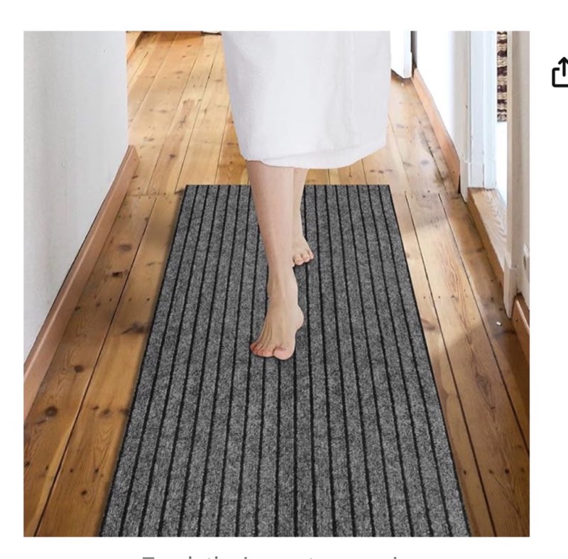 Custom Size Backed Non-Slip Area Rugs Runner, Easy Clean, Waterproof Runner Rugs for Hallway Entryway, Kitchen, Laundry, 2FT x 6FT, Gray Stripe
