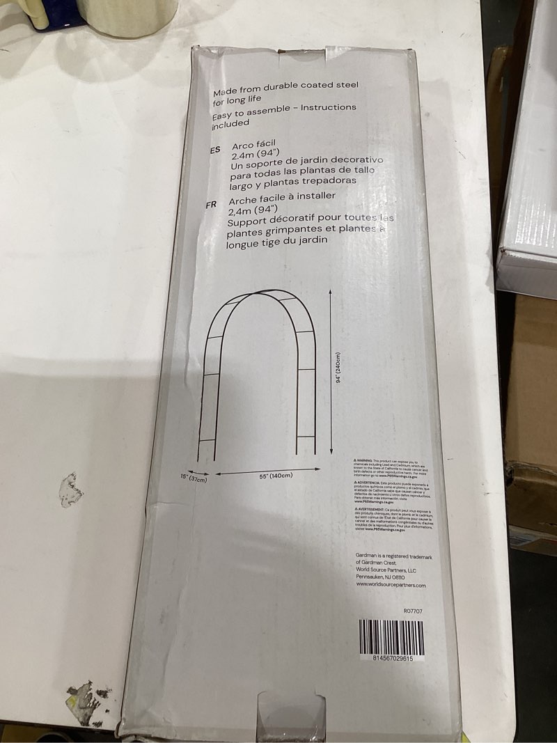 Condition photo showing Good Condition for Gardman Botanical Easy Garden Arch R07707 Arbor Pergola Archway with Sweeping Decorative Vine 14.5" L x 55" W x 86.6" H, Black