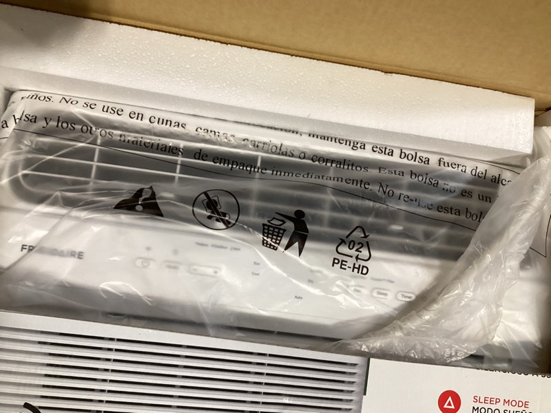 Condition photo showing As Is for 14,000 btu 115/120-volt window air conditioner cools 700 sq. ft. with remote and wi-fi in white