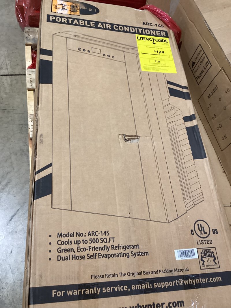 Condition photo showing Good Condition for whynter portable air conditioner 14,000 btu with dual hose dehumidifier & cooling fan for 500 sq ft rooms, includes ac unit window kit, arc-14s (9,500 sacc)
