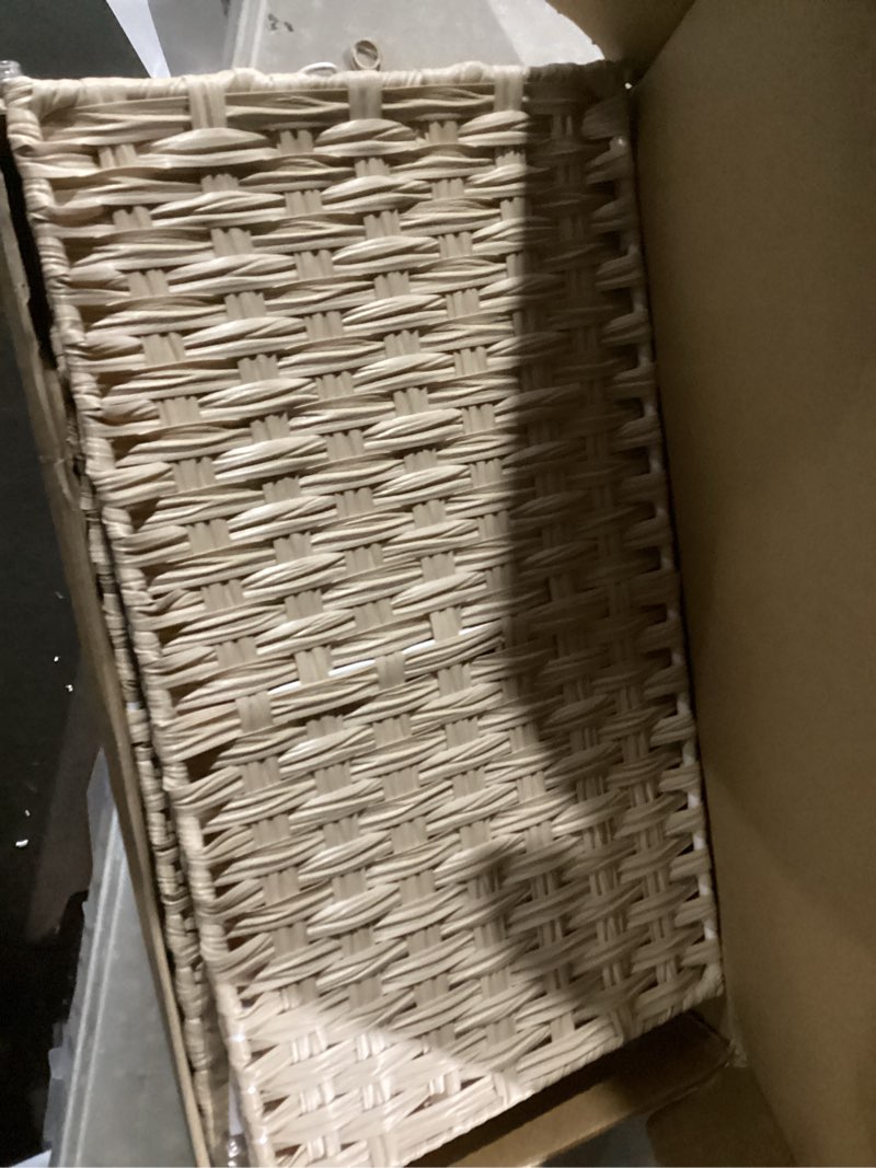 Condition photo showing Good Condition for songmics home laundry hamper with lid, clothes basket with removable liner and handles, 23.8 gallon, foldable narrow laundry organizer for bathroom, bedroom, sand sand 90 l