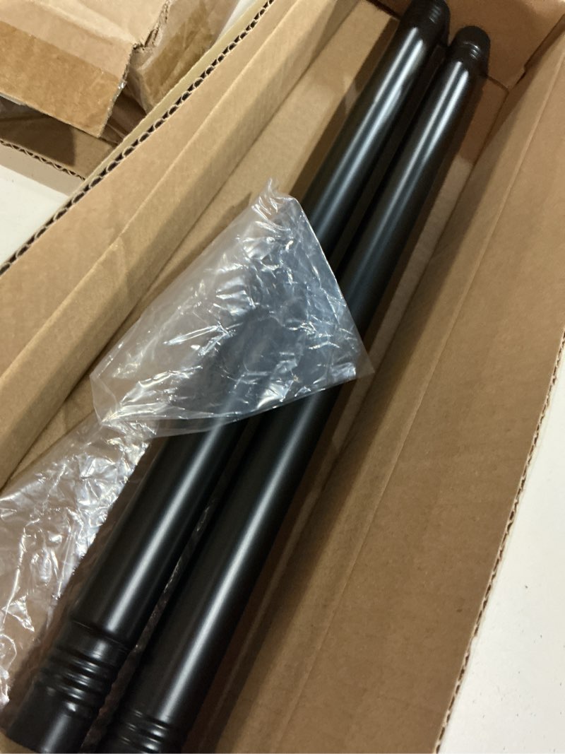 Condition photo showing As Is for ynl matte black shower curtain rod 36-84 inch(3-7ft), no slip no drill stainless steel spring tension curtain rod, no rust shower rod adjustable for bathroom window bedroom matte black 36"-84"