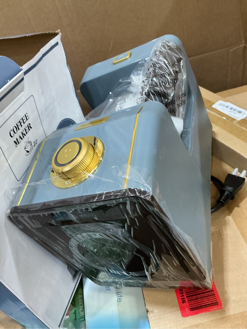 Condition photo showing Good Condition for amaste coffee maker, 5 cup coffee pot with three brewing modes, retro coffee maker with glass carafe & reusable coffee filter, drip coffee maker ideal for home or office, warming plate, ash blue