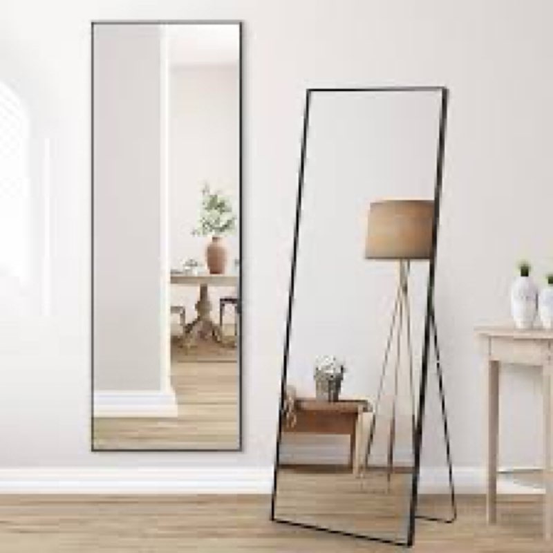 Americanflat 21x58 Full Length Mirror with Stand - Standing Mirrors with Durable Frame - Modern Mirror for Bathroom, Bedroom, Living Room - Mirrors for Wall Display and Home Decor - Black