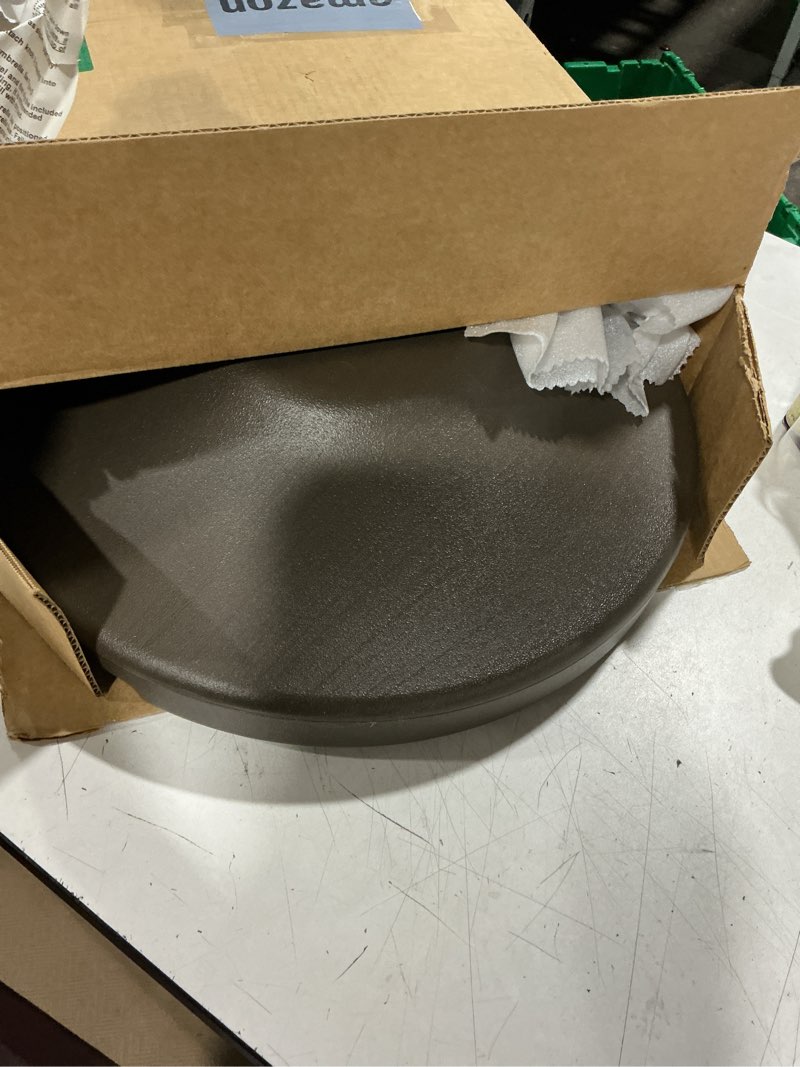 Condition photo showing As Is for us weight 30 lb fillable umbrella base- made in the usa - bronze
