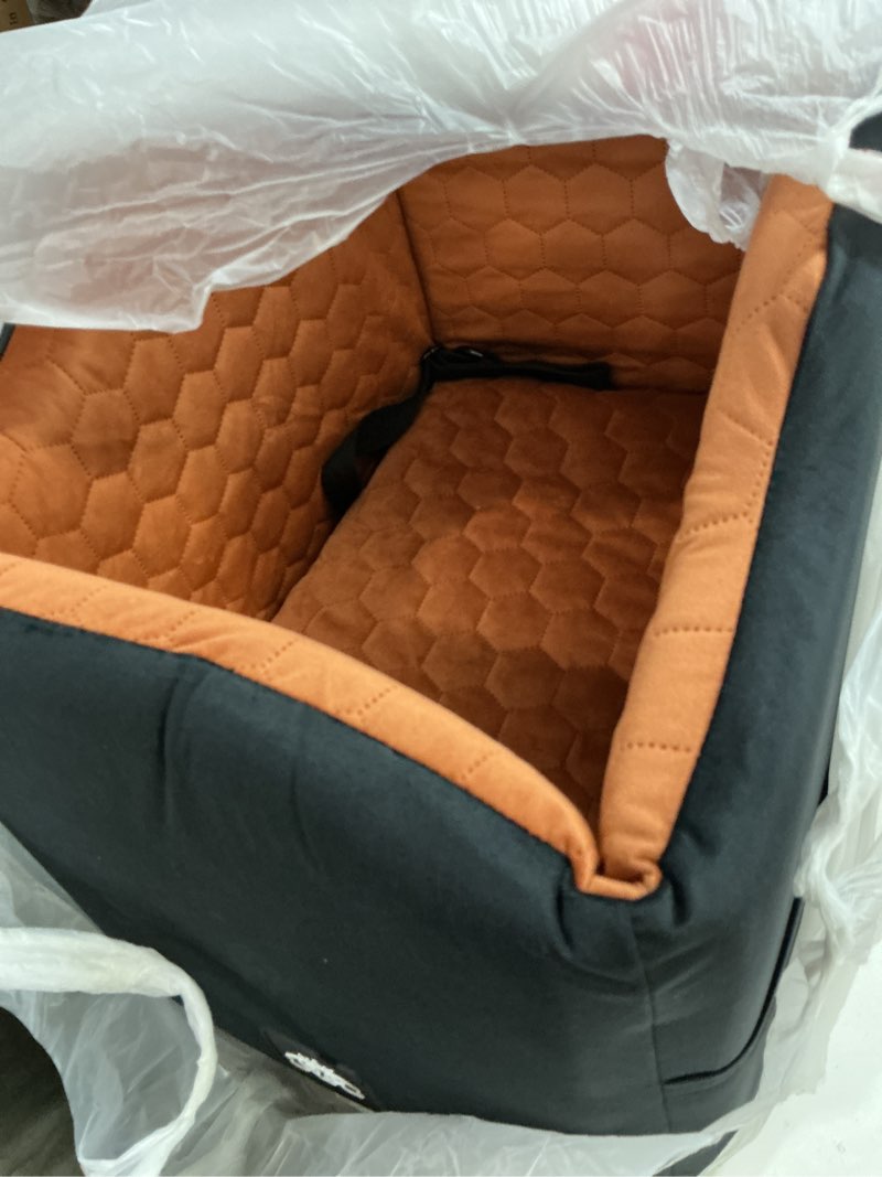 Condition photo showing Good Condition for Dog Car Seat for Small Dogs - Safety Booster Bed for Car Travel, Machine Washable Cover, Scratch & Water Resistant, Adjustable, Non-Slip Base (Royal Black, Small/Medium) Black and Tan Small/Medium