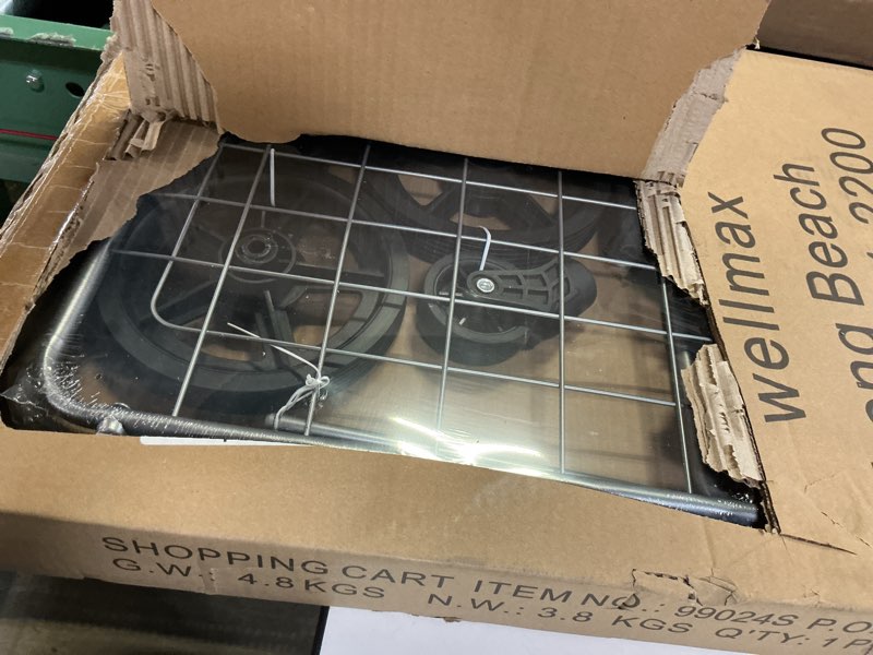 Condition photo showing New/Like New for Wellmax WM99024S Grocery Utility Shopping Cart, Easily Collapsible and Portable to Save Space and Heavy Duty, Light Weight Trolley with Rolling Swivel Wheels Medium