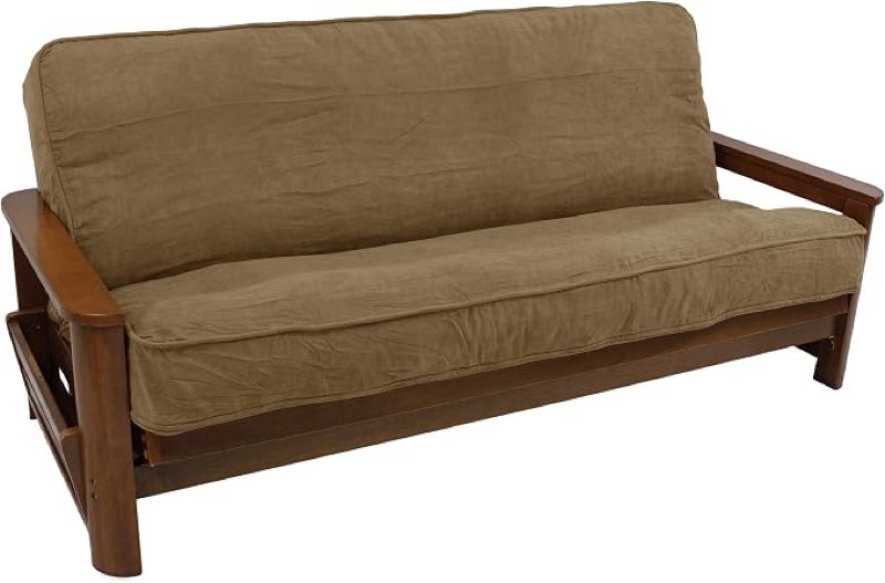 blazing needles solid microsuede double corded 8" to 9" futon cover, full, java