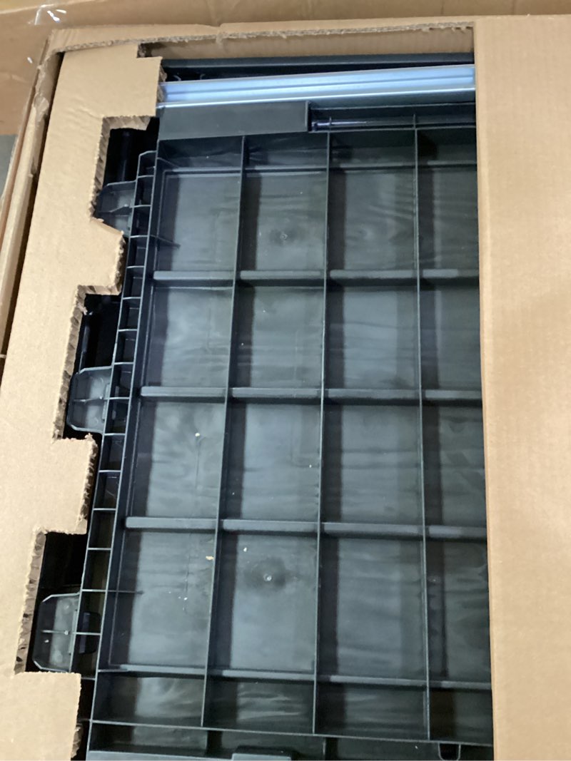 Condition photo showing Good Condition for keter westwood 150 gallon resin large outdoor storage box for patio furniture, outdoor cushions, garden tools and pool floats, dark grey