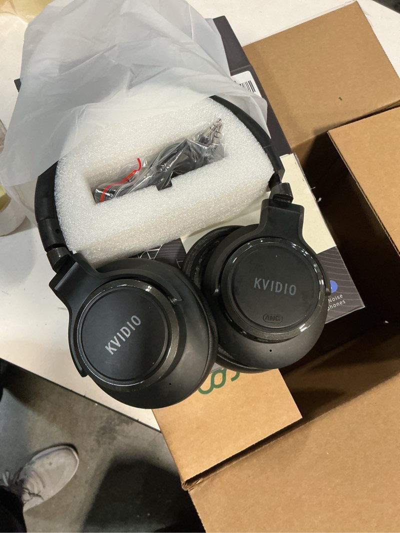 Condition photo showing As Is for KVIDIO Active Noise Cancelling Headphones, 70 Hours Playtime Bluetooth Headphones Wireless with Microphone, Transparency Mode, Deep Bass and Hi-Fi Stereo Sound Over Ear for Travel Office Black