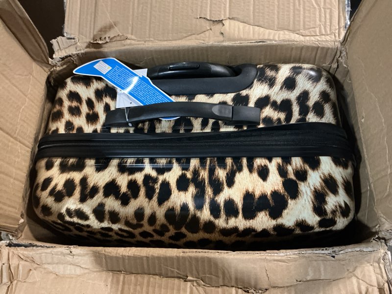 Condition photo showing Good Condition for Rockland Safari Hardside Spinner Wheel Luggage, Leopard, 3-Piece Set (20/24/28)