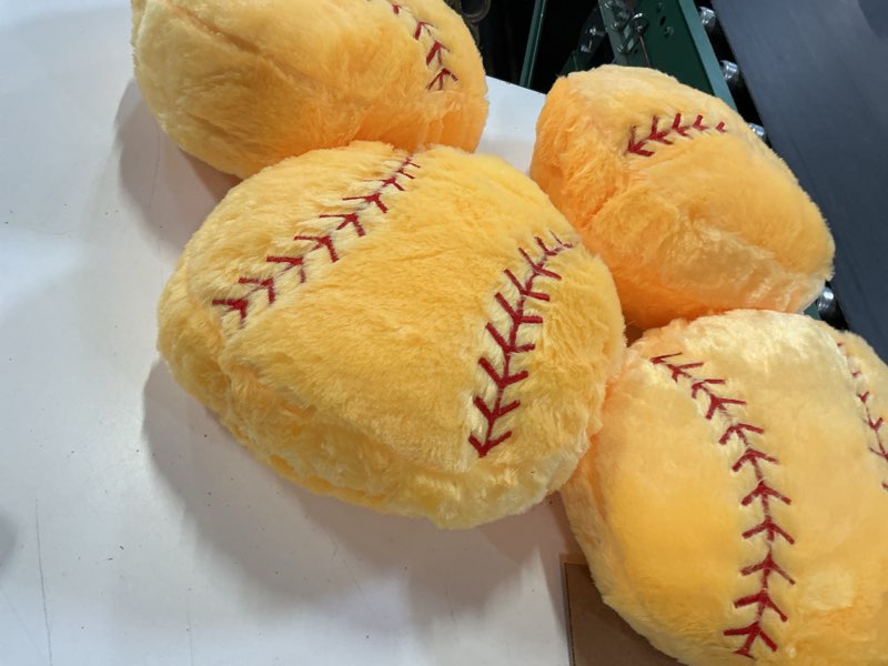 Condition photo showing Good Condition for gerrii 4 pcs basketball softball football soccer volleyball tennis pillow sports throw pillow fluffy stuffed plush sport theme cushion gift for bedroom decor(softball)