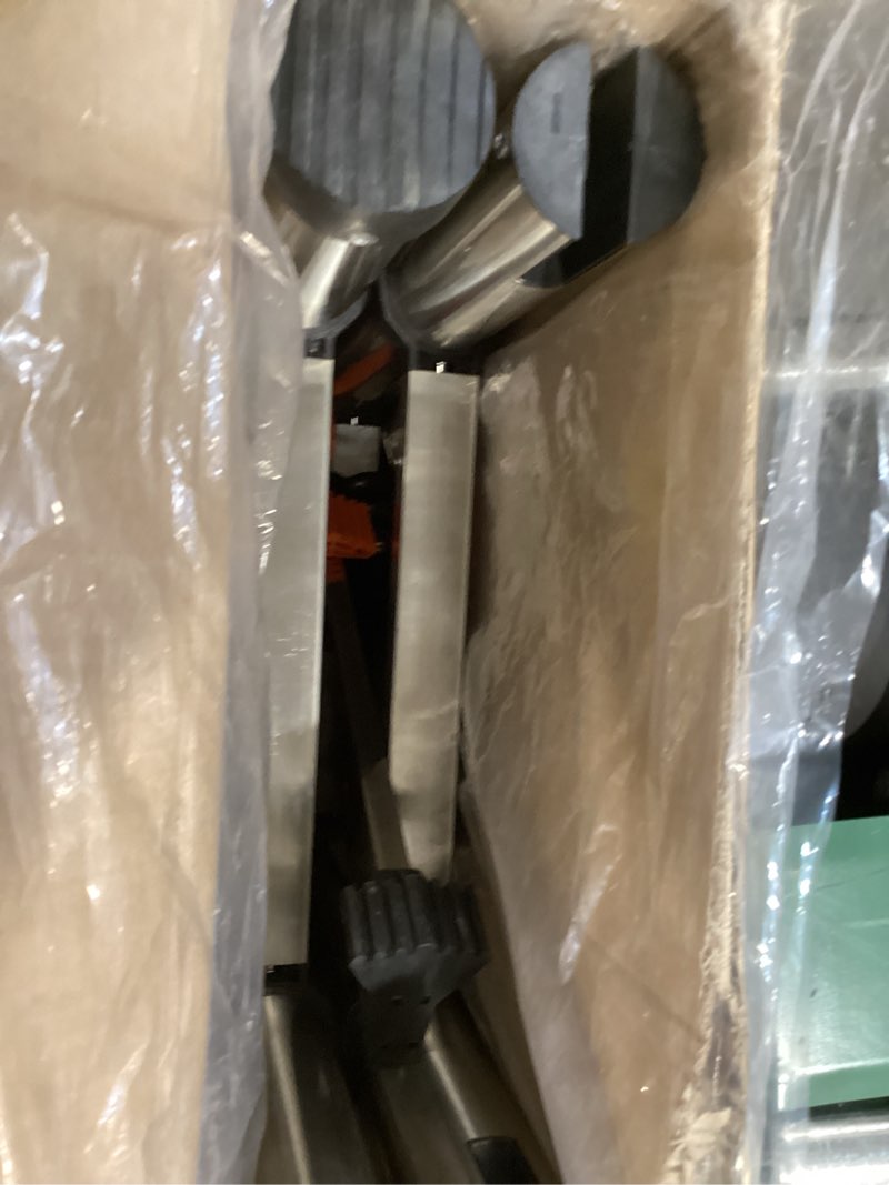 Condition photo showing Good Condition for telescoping ladders 16.5ft a frame stainless steel folding extension ladder, with anti-slip balance bar & movable wheel, multi position collapsible ladder for outdoor indoor, 330lbs max capacity a frame(stainless steel) 16.5 ft (a frame)