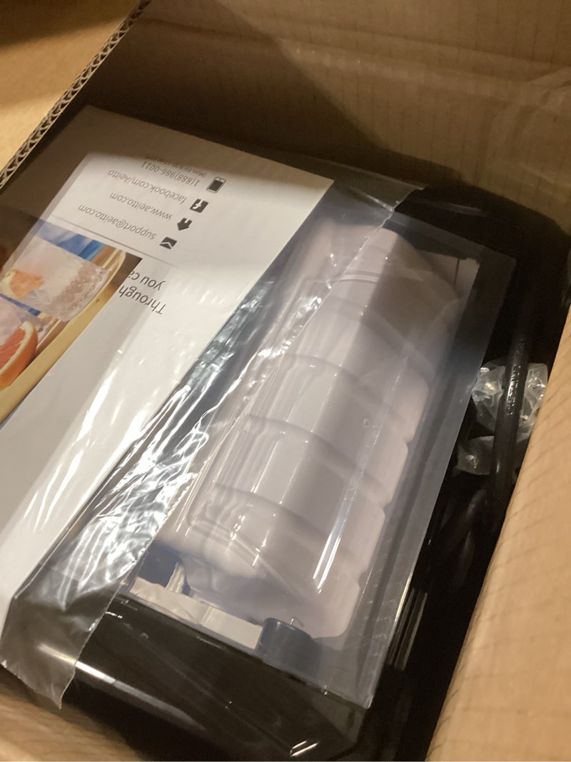 Condition photo showing Good Condition for Aeitto Ice Makers Countertop, 9 Ice Cubes Release in 6 Mins, 26Lbs/24H, 2 Sizes of Bullet Ice Machine,Self-Cleaning Portable Ice Maker with Ice Scoop and Basket for Home Kitchen Office Bar RV, Black 26lbs-Black