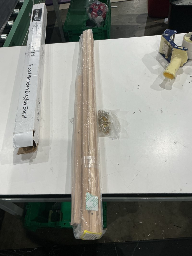 Condition photo showing Good Condition for meeden wood easel stand for display: wooden display tripod stand for posters pictures paintings - wedding decor holder for welcome sign natural color