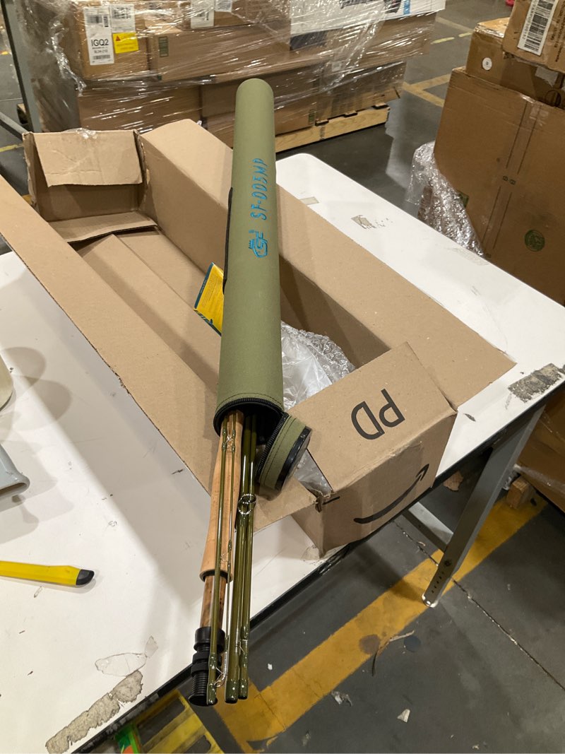 Condition photo showing Good Condition for sf sf-005mp fly fishing rod advance multi-purpose freshwater fly rod im8 carbon fiber with carrying tube and extra rod tip section medium-fast action 905-4 mf sf-005mp 905-4 mf