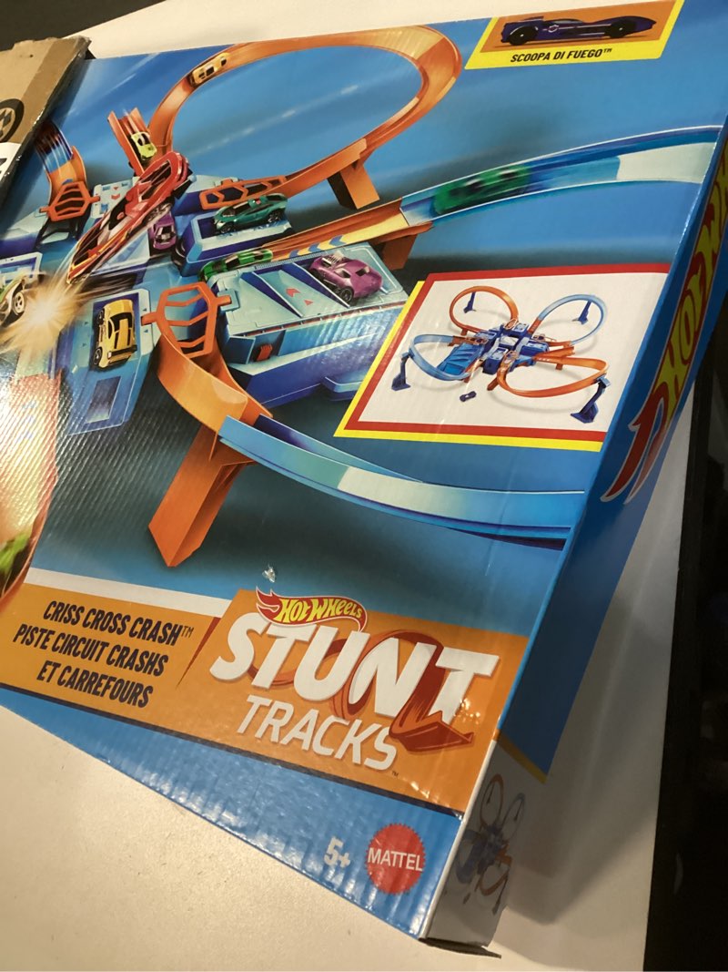 Condition photo showing New/Like New for Hot Wheels Track Set with 1:64 Scale Toy Car, 4 Intersections for Crashing, Powered by a Motorized Booster, Criss-Cross Crash Track (Amazon Exclusive) Crash Set