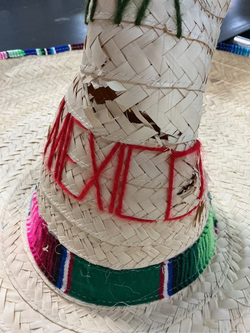 Condition photo showing As Is for Authentic Adult Mexican Sombreros Cinco De Mayo Fiesta Party Hats Mariachi Band Charro Zapata Hat 27" Jumbo With Serape Band