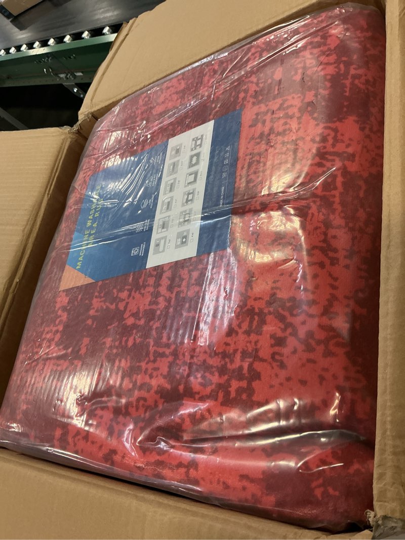 Condition photo showing Good Condition for CAROMIO Christmas Runner Rug Modern Bordered Hallway Runner Rug, Washable Area Rug Stain Resistant Non-Slip Carpet Minimalist Border Floor Cover Entryway Rug for Laundry Kitchen, Maroon, 2' x 6' Maroon 2' x 6' (Rectangular)