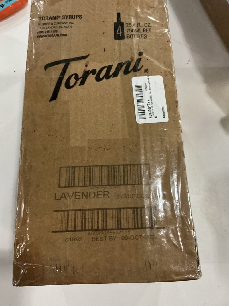 Condition photo showing New/Like New for Torani Syrup, Lavender, 25.4 Ounces (Pack of 4) Lavender 25.4 Fl Oz (Pack of 4) (BEST BY 10/06/2027)