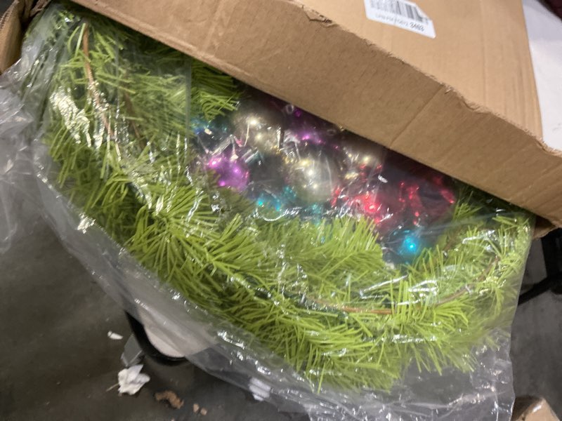 Condition photo showing Good Condition for 23.63 Inch Lime Green Christmas Wreaths for Front Door Artificial Wreath with Christmas Ball Bow Green Xmas Decorations for Outdoor Indoor Party Wall Table Home Decor