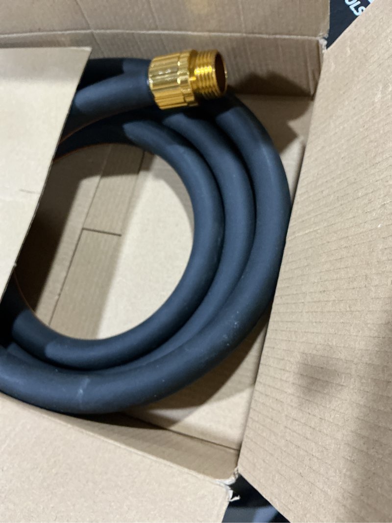 Condition photo showing Good Condition for giraffe tools garden hose 5/8" custom length, no kink, flexible, leakproof water hose, 600 burst psi, 6ft male female fittings,black orange