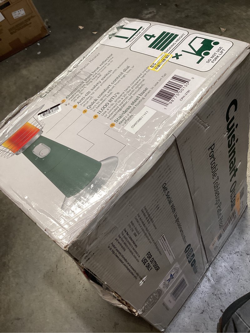 Condition photo showing As Is for cuisinart tabletop patio heater sage green